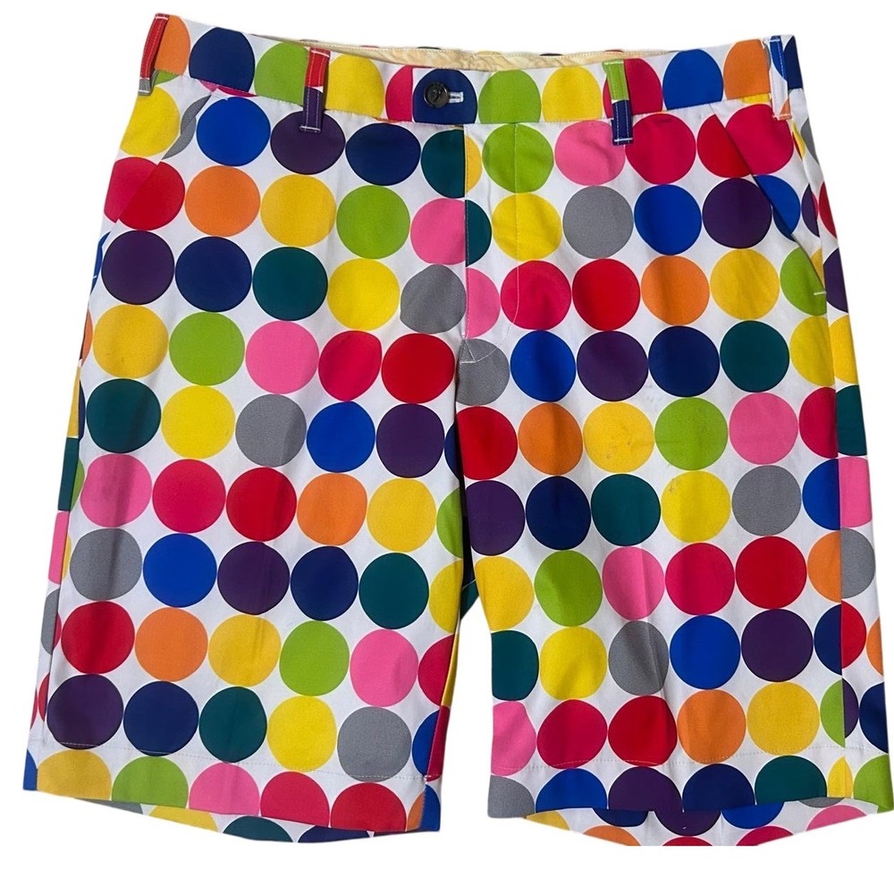 Loudmouth Golf Shorts Mens Multicolor Excellent Polka Dot Pattern 9" Inseam - Picture 6 of 10